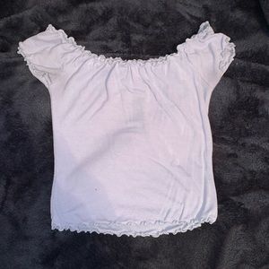 Lettuce hem baby blue crop top